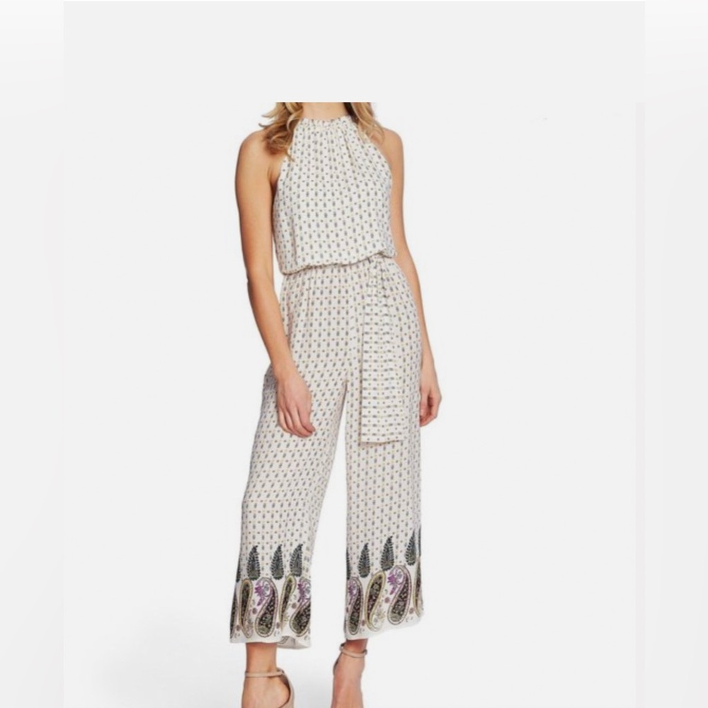 CeCe Mosaic and Paisley Jumpsuit with Halter Neckline Size M